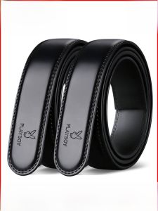 Playboy No Buckle Leather Belt Mens Headless Automatic Buckle Genuine Leather Belt Body Male Style Leather Wrapped Alloy Buckle