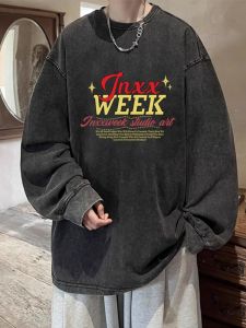 Áo Thun Cotton Dài Tay Nam Mùa Xuân Thu Dáng Rộng Thoải Mái in Chữ Thời Trang Mỹ Dành Cho Cặp Đôi