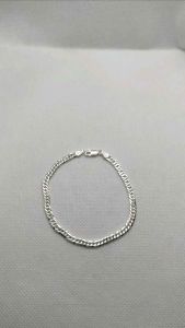 Mens bracelet 4mm double chain double barb silver 7.5" without bar 92.5 italy silver jewelry (TUNAY NA SILVER)