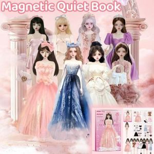 Magnetic Dress Up Toys Kids Dress Up Games Paper Doll Princess Quiet Book Clothes Stickers Book