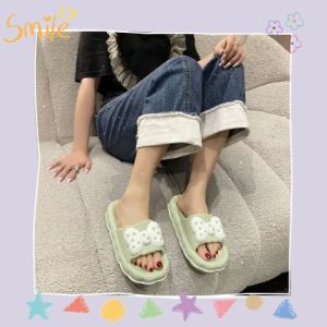 XWshop แบ๊วสุด รองเท้าแตะหญิง รองเท้าแฟชั่นงานน่ารักมากแม่ ประดับโบว์ ลายจุด เหมาะกับใส่ในบ้าน สําหรับผู้หญิง น่ารักสุดต้องมีไว้แล้ว