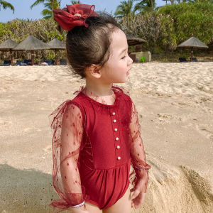 CHUXIU | UV Protection Full Body Quick Drying Cute Lace Girls Swimsuit