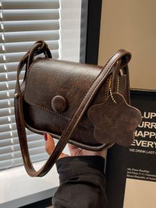 Fashionable Retro Womens Mini Shoulder Bag Underarm Crossbody Bag Soft PU Leather Pure Color Casual Handbag Youth Style