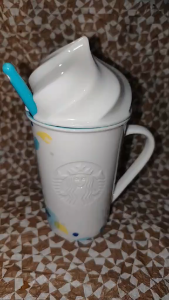 Starbucks 2016 Mug Whip Top Lid Candy Cane with Spoon Cup Set