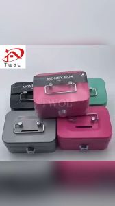 TWOL SHOP 1pcs Small Money Lock Box Security Box Safe Lock Box Mini Metal Cash Box dengtph