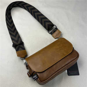 Leather Mens Bag Casual Crossbody Single Shoulder Retro Mailman Bag Ribbon Small Diagonal Bag Soft Square Shape Waterproof