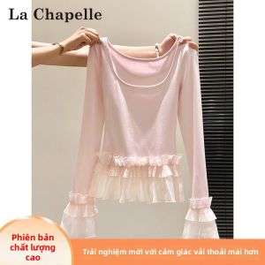 La Chapelle | Áo Thun Dài Tay Cổ U Viền Xếp Ly