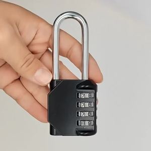 4 Digit Long Shackle Combination Padlock Waterproof Outdoor Password Security Lock for Gym Locker School Fence Gate Use