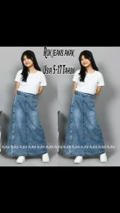 rok jeans panjang anak perempuan usia 5-17 tahun