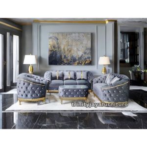 Sofa Tamu 321 Plus Meja Sofa Turki  Kursi Tamu Terbaru 2025 Bahan Bludru/trinityjayafurniture