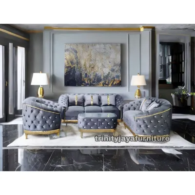 Sofa Tamu 321 Plus Meja Sofa Turki Kursi Tamu Terbaru 2025 Bahan Bludru/trinityjayafurniture