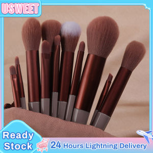 13 Pcs Makeup Brushes Set Face Eye Shadow Foundation Powder Eyeliner Eyelash Lip Make Up Brush Long Pro Set For Eye Shadow Foundation Concealer Powder Brush Beauty Tool With Bag (Pink/Green)