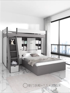 LXE 2m Loft Bed/ Staggered Bunk Bed Frame - with Storage Bed Frame Desk Wardrobe and Ladder Cabinet for Children and Adult Use