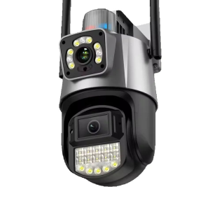 Camera WiFi 4K 8MP Tuya Hai Ống Kính Màn Hình Kép AI Tự Động Theo Dõi Chuyển Động Người Giám Sát An Ninh Ngoài Trời Hỗ Trợ Alexa Và Google