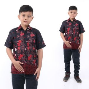 Batik Couple Keluarga Terlengkap Motif Sakura Merah Size M L XL XXL - Batik Family - Batik Keluarga - Baju Batik Couple - Baju Batik Couple Keluarga - Atasan Batik Pria Wanita