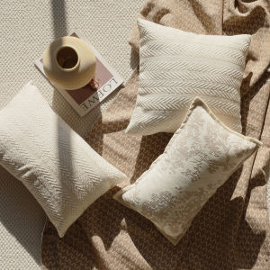 Goodly Home 30x50cm/45x45cm Beige Striped Texture Brown Chenille Jacquard Cushion Case French Model Room Sofa Cushion Cover Chenille Luxury Home Office Car Decoration
