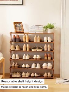 COD【Manila Spot】Bamboo Shoe Rack Organizer Multi-Functional Stackable Shoes Organizer 2/4/5/6 Layers Living Room Rack Storage Wood Shoe Rack