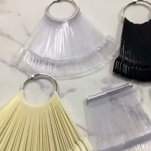 50pcs Display Kuku Nail Art Warna Kutek Gel Alat Latihan Kuku Bentuk Almond Color Ring Chart Kipas Nail Art Tools Pedicure Manicure