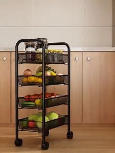 ชั้นวางตะแกรง 3/4/5ชั้น ที่เก็บของ วางของในครัว พร้อมล้อเลื่อน เส้นมิกสำหรับโครงเหล็ก ชั้นวางมีล้อ ชั้นถอดได้ ไม่มีล้อ