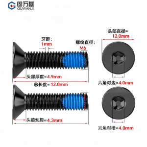 GUWANJI | Vít Chống Lỏng Đầu Lõm Lục Giác Thép Không Gỉ 304 Màu Đen