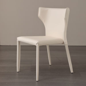 Stackable Dining Chair Middle Age Style Saddle Leather Back Support Luxury Home Use Restaurant Bench Light Weight Cow Horn Chair