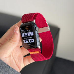 Parachute Metal Buckle Suitable for Iwatch10/9/8 Generation Apple Watch S10 Strap AppleWatch Ultra2 Woven Nylon Stretch Mens and Womens S9 Wrist Strap Se Classy Fall and Winter