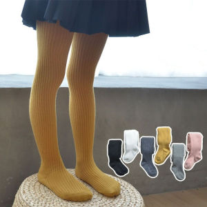 1-9 Years Girls Solid Color Cotton Tights Cute Baby Leggings Childrens Knitted Pantyhose Daily Warm Stockings Spring Autumn New