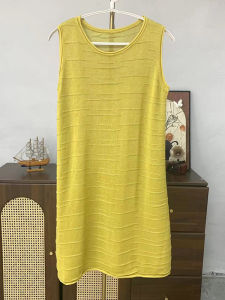 Áo Vest Không Tay Cổ Tròn Giản Dị Áo Khoác Ngoài Mùa Hè Dài Vừa Phải Màu Trơn Dệt Kim Cho Nữ Áo Vest Không Dây Thời Trang Thường Ngày