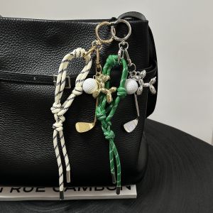 Luxury-Glamorous Golf Ball Set Keychain 3D Balloon Dog Accessory Creative Hand-Woven Bag Pendant Decoration Gift
