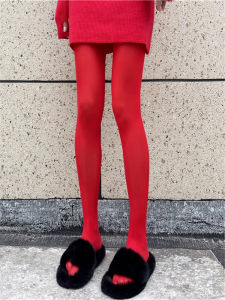 Red Velvet Pantyhose Wedding Swan Neck Christmas New Year Red Tights Spring Autumn Winter Base Layer Pants for Women