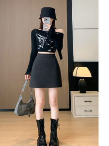 ไฮ เอว ทรงเอ มินิ กระโปรง ทรงขาบานสั้น กระโปรง เอส ฤดูใบไม้ร่วง ฤดูหนาว สไตล์ใหม่ พรางหุ่น ผู้หญิง แฟชั่นสำหรับเดินทาง หวาน สไตล์ โพลีเอสเตอร์ ผสมผสาน