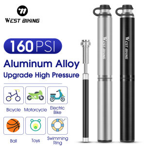 West Biking | WEST BIKING 160PSI Mini Portable Bike Hand Pump Aluminum Alloy Hidden Hose Dual Valve Bike Air Pump For Cycling Ball Swim Ring