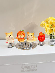 Resin Toilet Flush Button Long Nails Special Cartoon Cat 3D Resin Decoration Bathroom Accessories Toilet Parts And Accessories