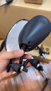 kính chiếu hậu xe máy - Phù hợp gắn cho xe WAVE A/ S110/ BLADE - chân cong sơn đen bền chắc - chân 10 li thuận gắn các loại xe