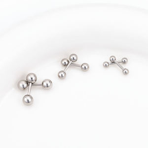 Titanium Steel Double Headed round Bead Earrings Screw Clasp Anti-allergy Earring Studs Fashionable Ear Cuffs Jewelry