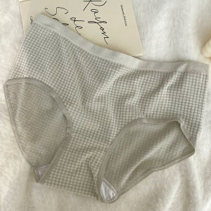 Breathable Thin Modal Triangle Underwear for Girls Large Size Comfortable Grid Pattern Briefs Sweet Style mid Waist Briefs