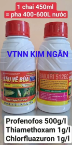 (100ml -450ml) Bakari 512EC SÂU VẼ BÙA NAKA: trừ sâu đục thân bọ trĩ sâu cuốn lá lúa sâu vẽ bùa nhện đỏ bọ trĩ rệp muội rệp sáp sùng hà