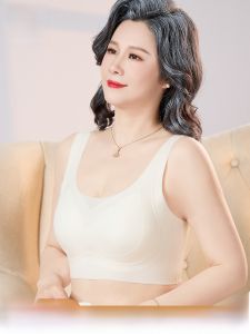 miiow | MiiOW Vest Style Bra For Middle-Aged Women No Steel Ring U-Shaped Cup Nylon Material Summer Season No Strap Design Chest Pad