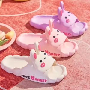 (Có size người lớn) Dép bánh mì quai ngang siêu nhẹ chống trơn trượt họa tiết thỏ đáng yêu cho bé gái LADISO-TT444