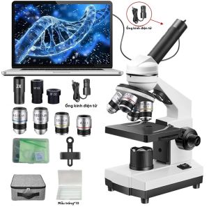 Kính Hiển Vi Tổng Hợp 40X-5000X Đèn LED Kép Đơn Thị Có Camera USB Giá Đỡ Điện Thoại Và Bộ Mẫu Vật Để Quan Sát Sinh Học