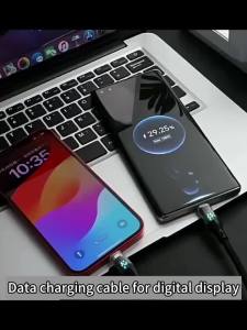 NNBILI 2pcs Fast Charge Cable 120W USB To Type C Nylon Data Transfer Cord Type C to Type C With LED Digital Display Type C Cable