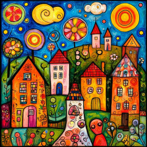 Huacan Diamond Painting Cartoon Hill Town Diamond Embroidery Landsacape New Collection Decorative Paintings Wall Decor