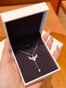 Angel Heart Key S925 Silver Necklace Wings of Love Luxury Gift for Girls Clavicle Chain Fashion Jewelry Original Design Pendant