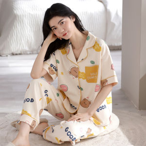 MiiOW | Catwoman Sleepwear Womens Spring Autumn Cotton Cute Thin Short Sleeve Long Pants 2025 New Sweet Home Clothes Set For Youth