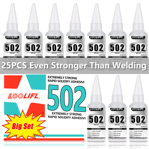 Hot Sell 25pcs 502 Super Glue Instant Quick-drying Cyanoacrylate Adhesive Leather Rubber Wood Metal Strong Bond Liquid GlueTool