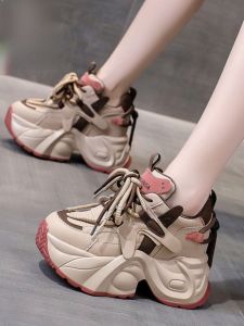 Wanda Brand Genuine Leather Dad Shoes Womens Spring 2025 New Breathable Platform Casual Shoes Thick Bottom Heightening