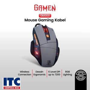 Mouse Gaming Gamen GM300 7200 DPI RGB Light Ergonomic Design Original Bergaransi GM 300