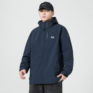 VUUG Fashion Mens Mountaineering Waterproof Jacket Hooded Lightweight Jacket Removable Hood Windproof Jacket