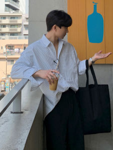 Áo Sơ Mi Nam Tay Dài Kẻ Sọc Dáng Rộng Đa Năng MRCYC Phong Cách Hàn Quốc Cao Cấp Thường Ngày Mùa Thu Polyester