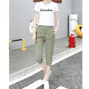 New 2025 Womens Loose Fit Ice Silk Cotton Linen Seven-Foot Pants Summer Casual Thin Slimming Mid-Calf Harlan Pants